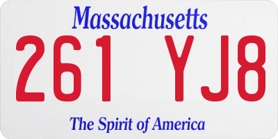 MA license plate 261YJ8