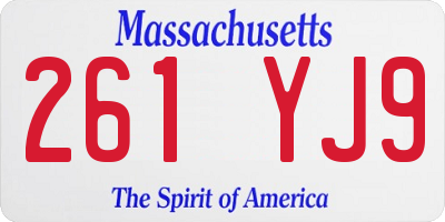 MA license plate 261YJ9