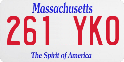 MA license plate 261YK0