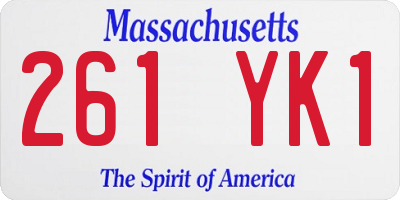 MA license plate 261YK1