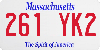 MA license plate 261YK2
