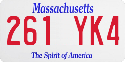 MA license plate 261YK4