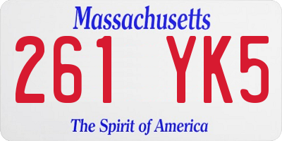 MA license plate 261YK5