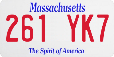 MA license plate 261YK7