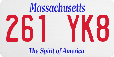 MA license plate 261YK8
