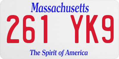 MA license plate 261YK9