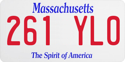 MA license plate 261YL0