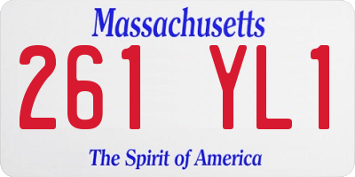 MA license plate 261YL1