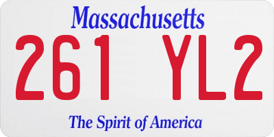 MA license plate 261YL2
