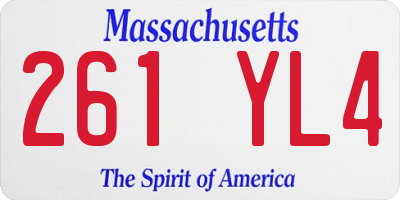 MA license plate 261YL4