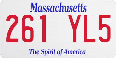 MA license plate 261YL5