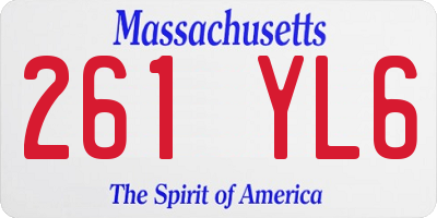 MA license plate 261YL6
