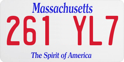 MA license plate 261YL7