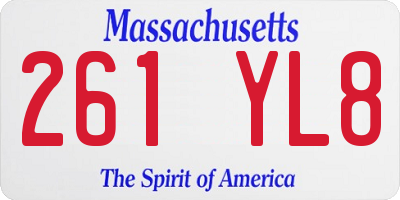 MA license plate 261YL8