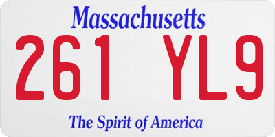 MA license plate 261YL9