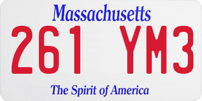 MA license plate 261YM3