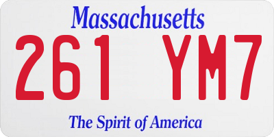 MA license plate 261YM7
