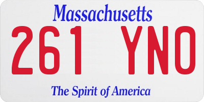 MA license plate 261YN0