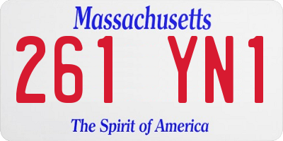 MA license plate 261YN1