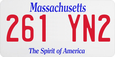 MA license plate 261YN2