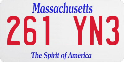 MA license plate 261YN3