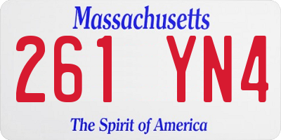 MA license plate 261YN4