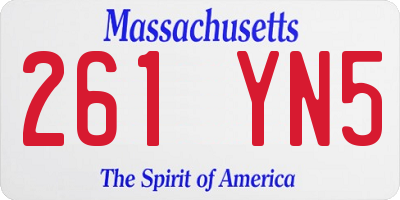 MA license plate 261YN5