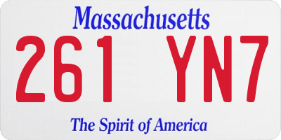 MA license plate 261YN7