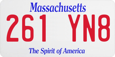 MA license plate 261YN8