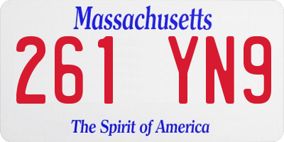 MA license plate 261YN9