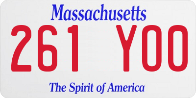 MA license plate 261YO0