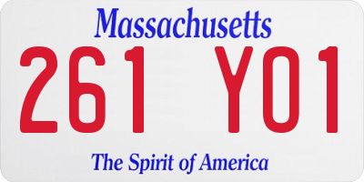 MA license plate 261YO1