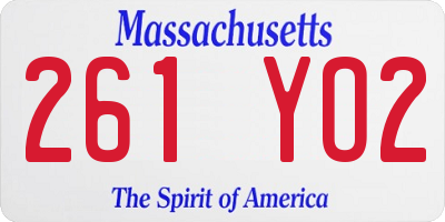 MA license plate 261YO2