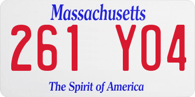 MA license plate 261YO4