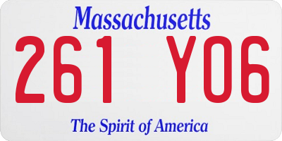 MA license plate 261YO6