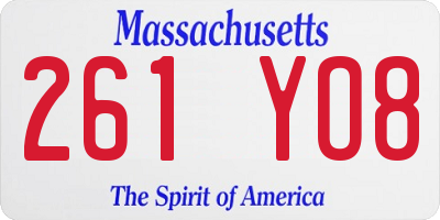 MA license plate 261YO8