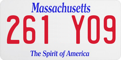MA license plate 261YO9