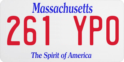 MA license plate 261YP0