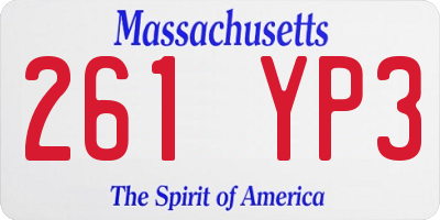 MA license plate 261YP3