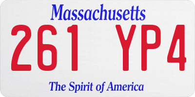 MA license plate 261YP4