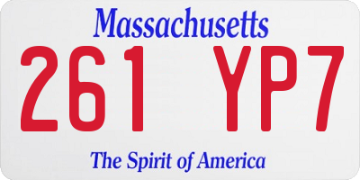 MA license plate 261YP7