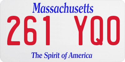 MA license plate 261YQ0