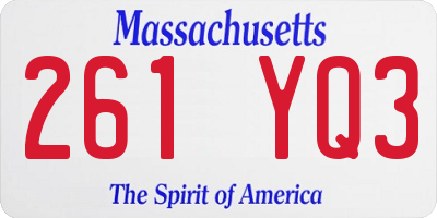 MA license plate 261YQ3