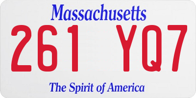 MA license plate 261YQ7