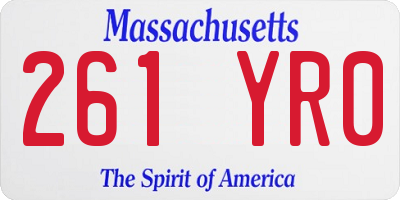 MA license plate 261YR0