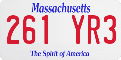 MA license plate 261YR3