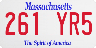 MA license plate 261YR5