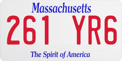 MA license plate 261YR6