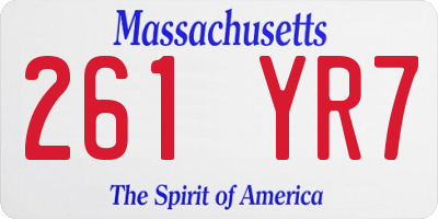 MA license plate 261YR7