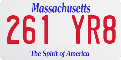MA license plate 261YR8
